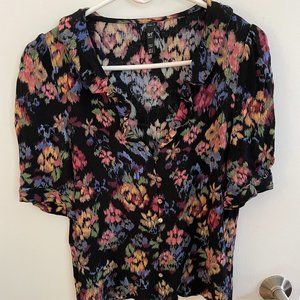 Zara TRF short-sleeved floral blouse